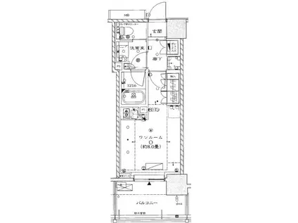 ザ・パークハウスアーバンス東五反田(ワンルーム/8階)の間取り写真