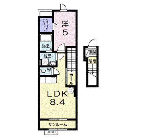 エスポワール(1LDK/2階)の間取り写真