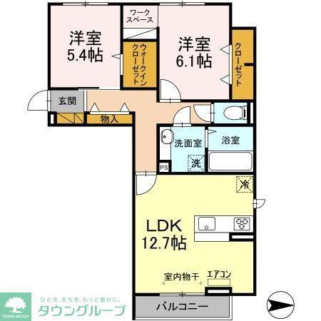 ハイピクチャー E棟(2LDK/2階)の間取り写真