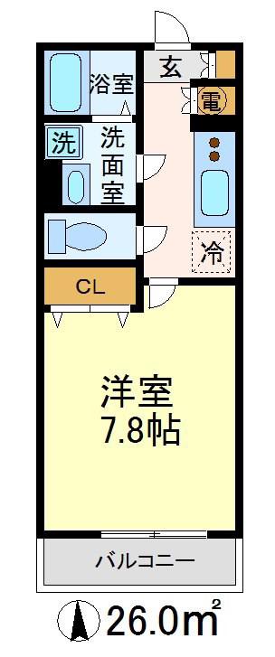ベルク経堂壱番館(1K/3階)の間取り写真