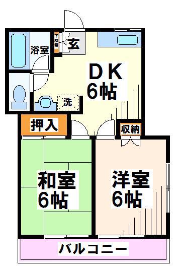 ハイツアベニュー(2DK/1階)の間取り写真
