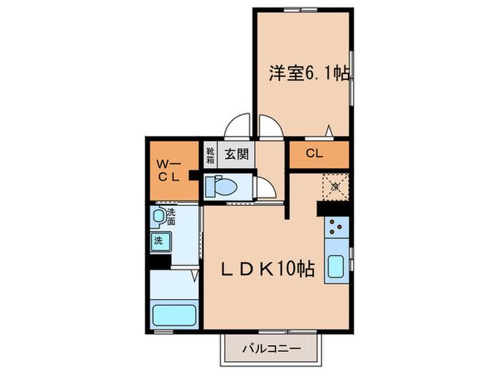 ミラコスタ(1LDK/2階)の間取り写真