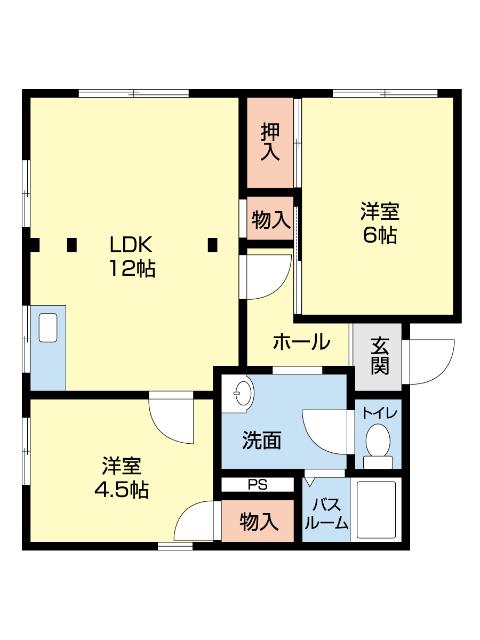 コーポヤマモト(2LDK/2階)の間取り写真