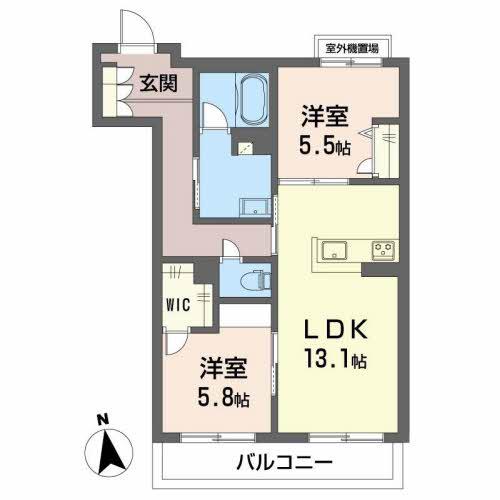 グランリノス(2LDK/2階)の間取り写真