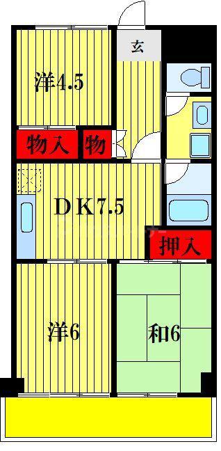 アミカル高橋(3DK/5階)の間取り写真