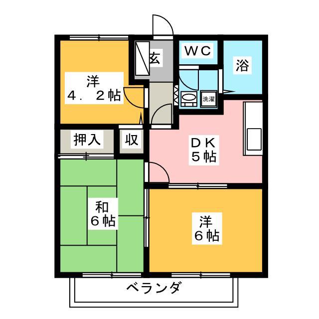 ハイムベルフラワー(3DK/2階)の間取り写真
