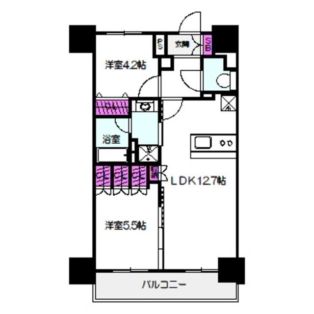 ザ・パークハビオ同心(2LDK/11階)の間取り写真