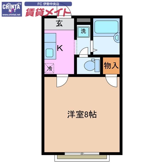 フォレスタ伊勢(1K/2階)の間取り写真