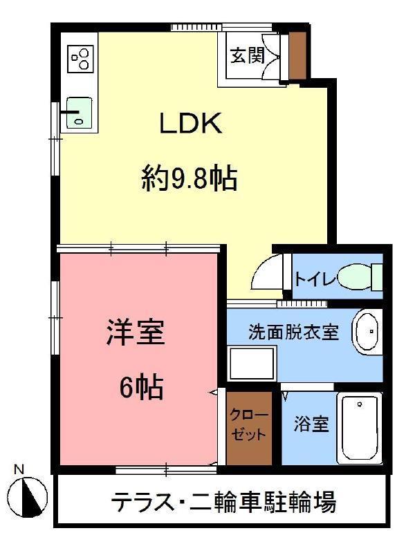 高沢町アパートメント(1LDK/1階)の間取り写真