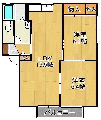 ヴィラ・サンロイヤル A棟(2LDK/1階)の間取り写真