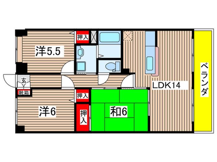 パークヒルズ天水(3LDK/2階)の間取り写真