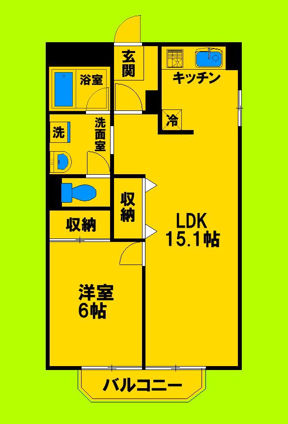 グリースシャトー桃山台(1LDK/4階)の間取り写真