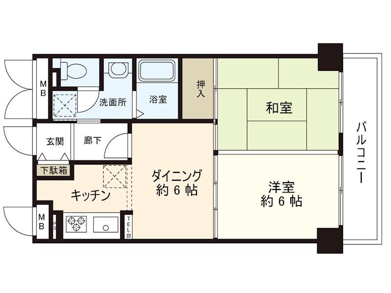 ハイシティー横須賀中央B(2DK/7階)の間取り写真