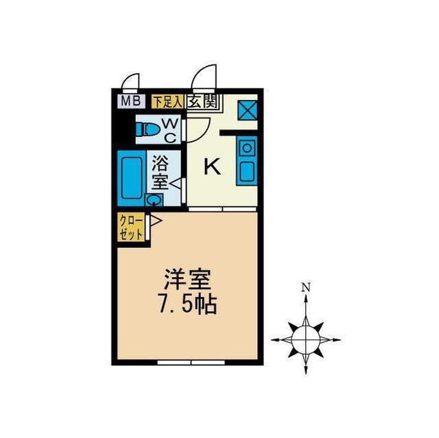 庭司苑参番館(1K/2階)の間取り写真