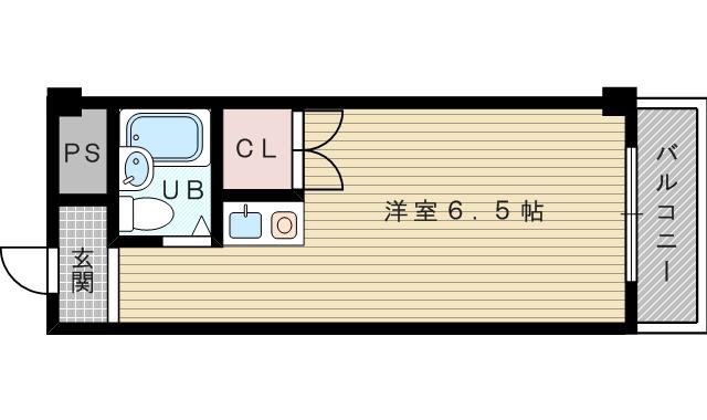 明和ハイツ南江口(ワンルーム/3階)の間取り写真