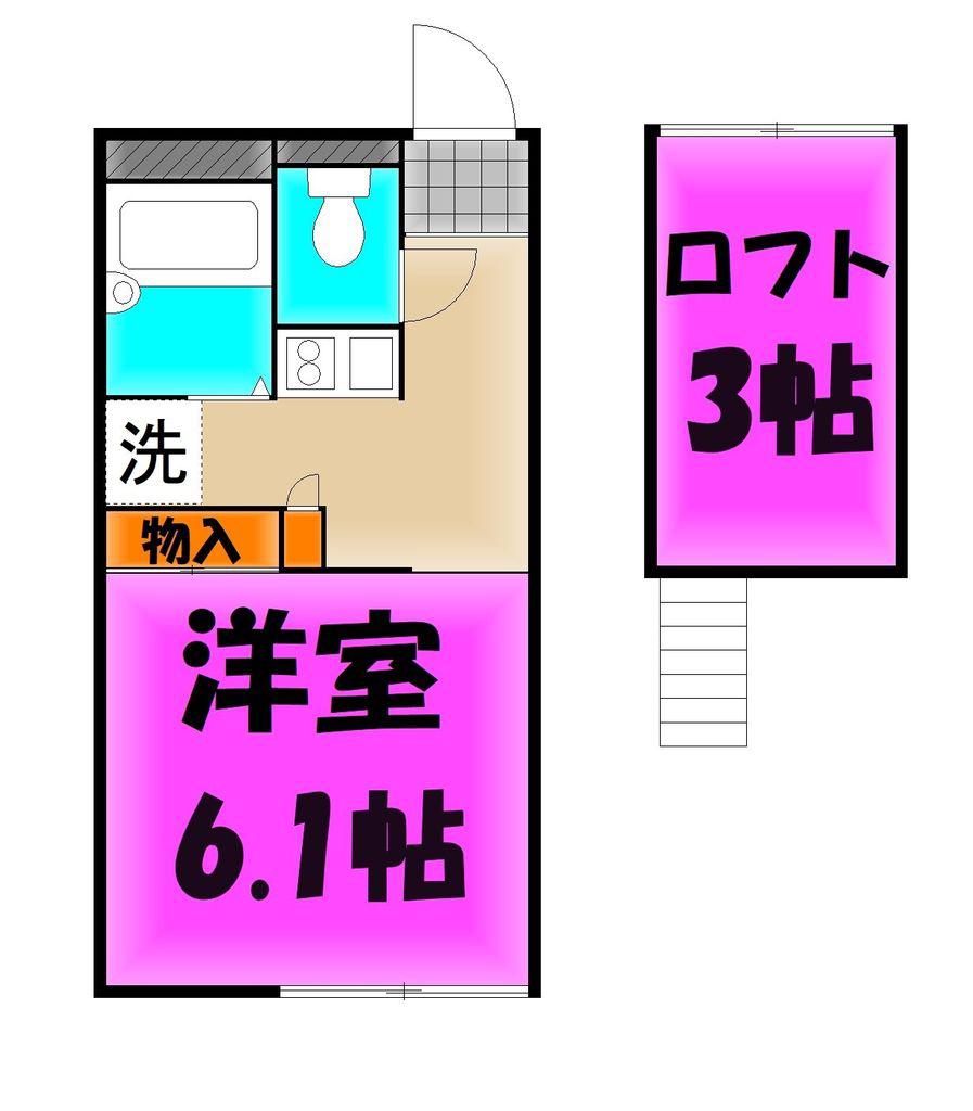 東武日光線 栗橋駅 徒歩9分 2階建 築28年(1K/1階)の間取り写真