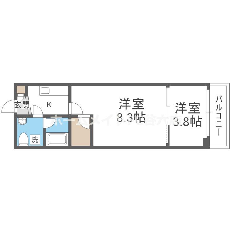 URBAN FLATS江坂(1LDK/8階)の間取り写真