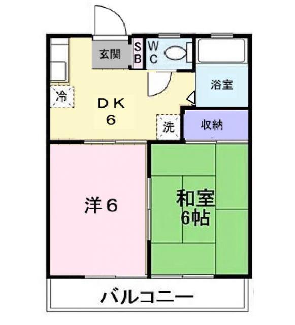 ハイネス菜根(2DK/1階)の間取り写真