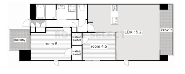S-RESIDENCE茶屋ヶ坂イースト(2LDK/11階)の間取り写真