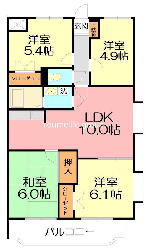 ウィスタリアII(4LDK/3階)の間取り写真