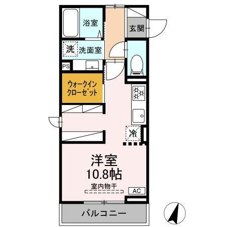 ヴィラクレストVI(ワンルーム/2階)の間取り写真