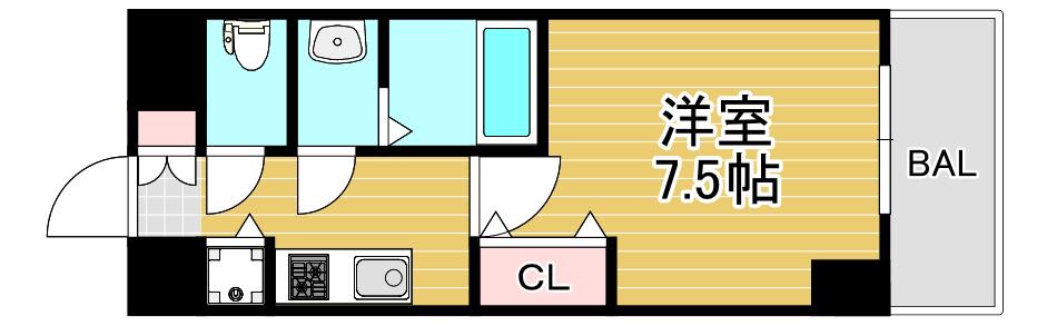 ONE ROOF FLAT FUKUSHIMA(1K/4階)の間取り写真