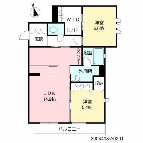 シャーメゾン江津湖(2LDK/2階)の間取り写真