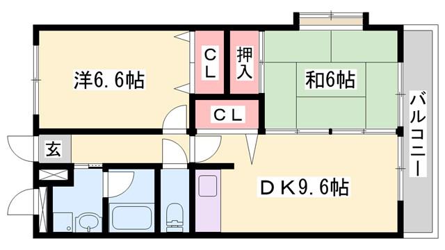 ノーブル・ヴィレッジ(2DK/2階)の間取り写真