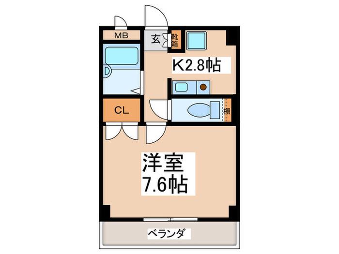 SUNRISEヒルズ(1K/2階)の間取り写真