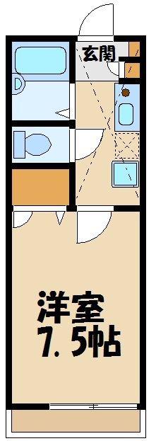 メインシティガーデンウィステリア(1K/1階)の間取り写真