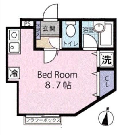グランシャレー神谷(ワンルーム/1階)の間取り写真