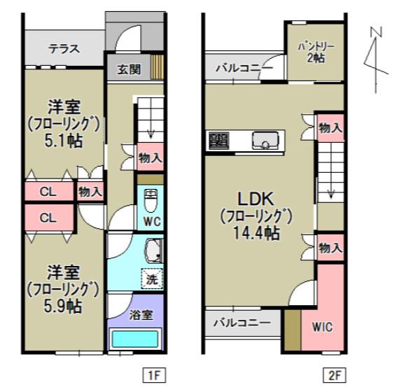 TS WARABI南館(2LDK/1階)の間取り写真