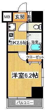 S-FORT船橋ROOTS(1K/1階)の間取り写真