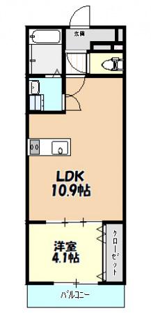 リノリノFK緑井1丁目(1LDK/2階)の間取り写真
