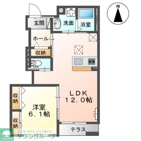 カステロ(1LDK/1階)の間取り写真