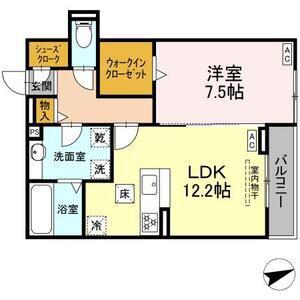 ルヴィータ広瀬(1LDK/1階)の間取り写真