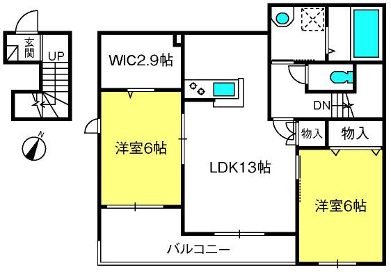 EXCEL COURT A(2LDK/2階)の間取り写真