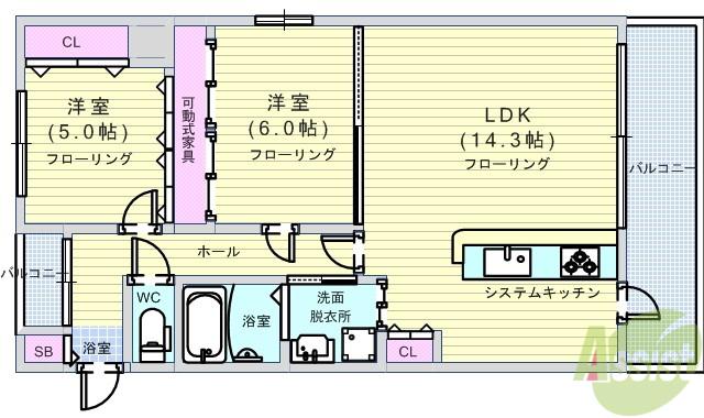 クロツヴィア桜塚(1LDK/4階)の間取り写真