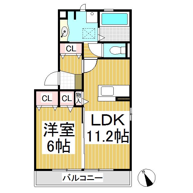 レグラス稲里 F(1LDK/3階)の間取り写真