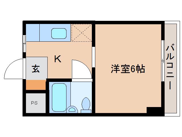 ハイツ福(1K/1階)の間取り写真