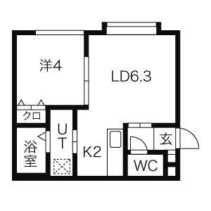 シェリール元町(1LDK/3階)の間取り写真