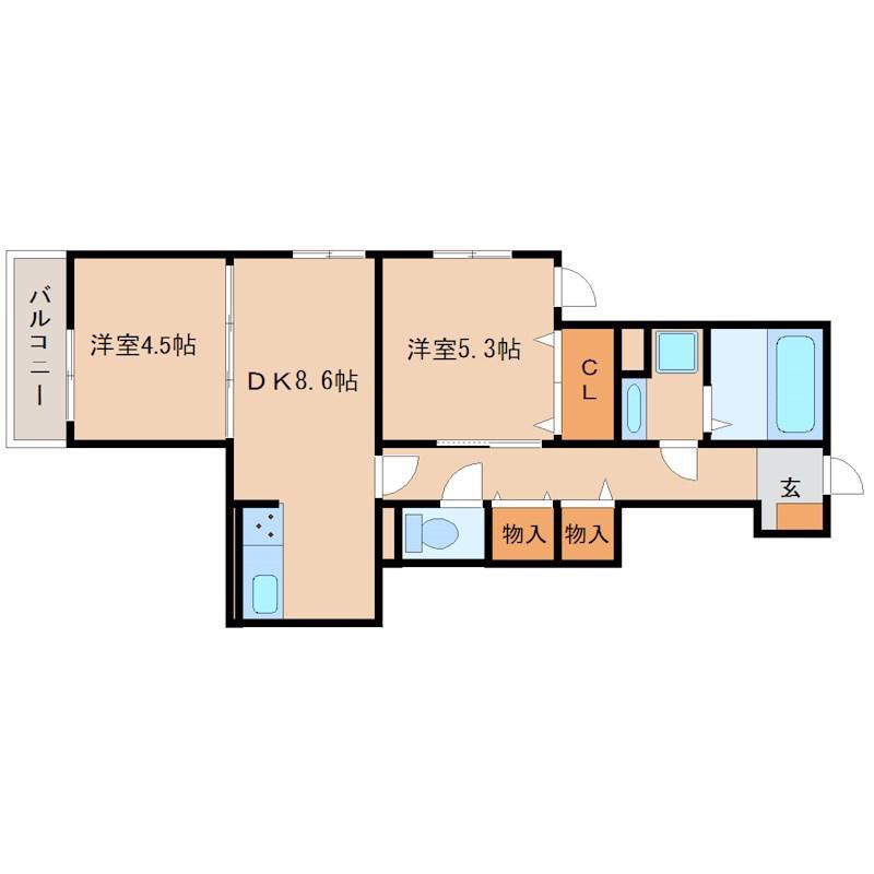HOUSE OF GRACE(2DK/3階)の間取り写真
