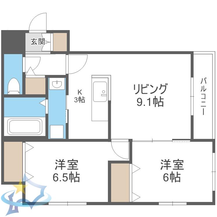 モンツァL714(2LDK/1階)の間取り写真