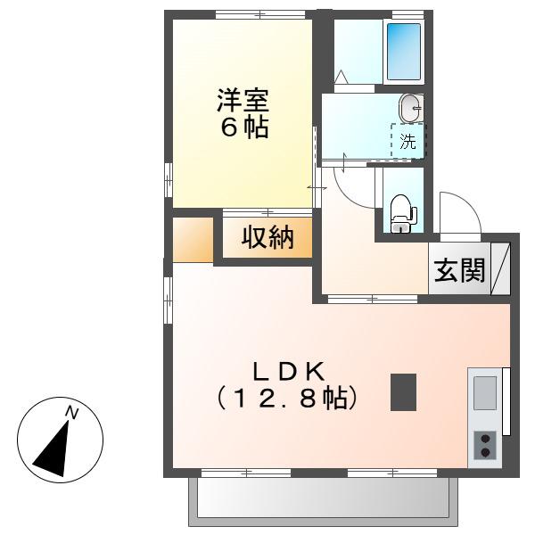 シエル・エトワールB棟(1LDK/2階)の間取り写真
