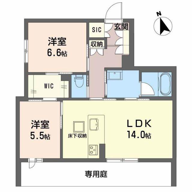 エスティーラ(2LDK/1階)の間取り写真