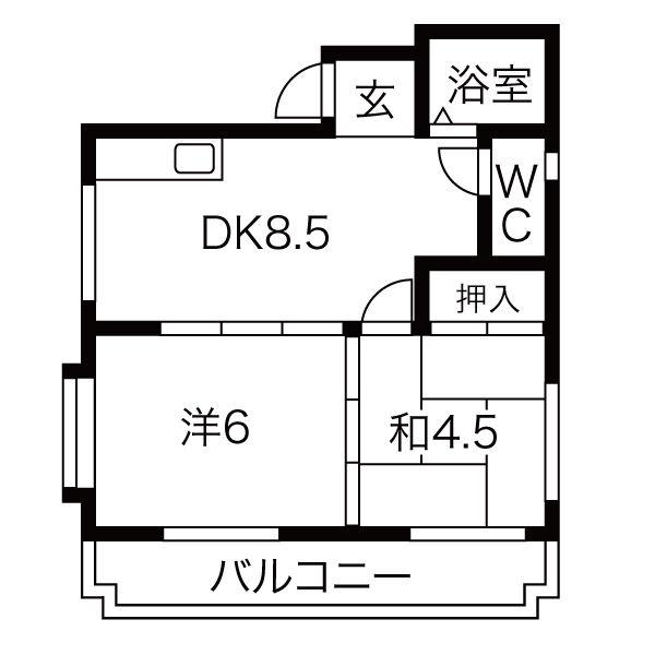 JSC高石(2LDK/2階)の間取り写真