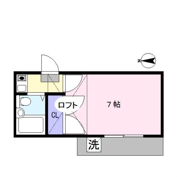 ルーム曲本(1K/1階)の間取り写真