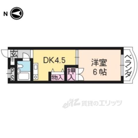 メゾンエリジア(1DK/4階)の間取り写真