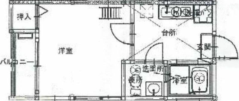 フォービエン川西(1K/2階)の間取り写真
