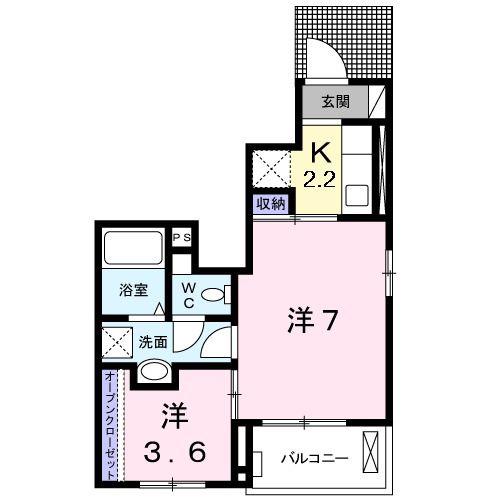 ブルックサイドアベニュー(1SK/1階)の間取り写真